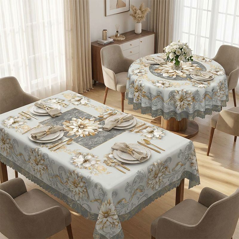 ⏳Limited-time 50% off⏰Elegant Waterproof Embossed Floral Tablecloth💮Elevate Your Dining & Simplify Cleanup👍