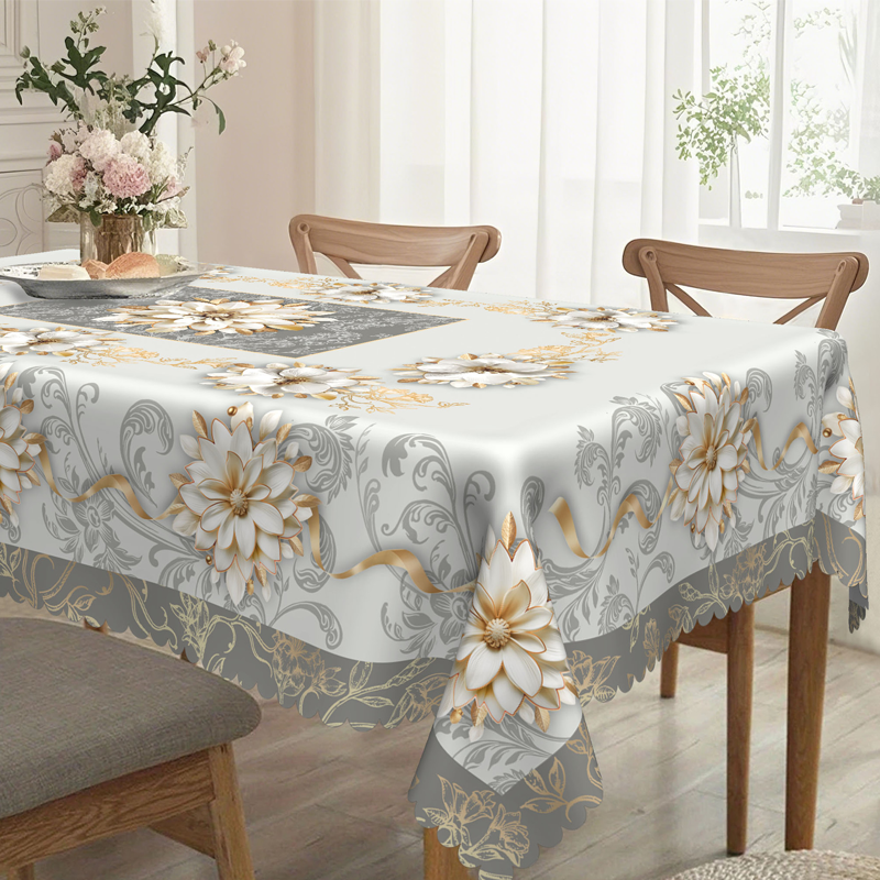 ⏳Limited-time 50% off⏰Elegant Waterproof Embossed Floral Tablecloth💮Elevate Your Dining & Simplify Cleanup👍