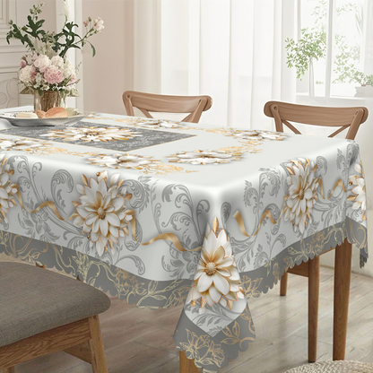 ⏳Limited-time 50% off⏰Elegant Waterproof Embossed Floral Tablecloth💮Elevate Your Dining & Simplify Cleanup👍