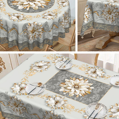 ⏳Limited-time 50% off⏰Elegant Waterproof Embossed Floral Tablecloth💮Elevate Your Dining & Simplify Cleanup👍