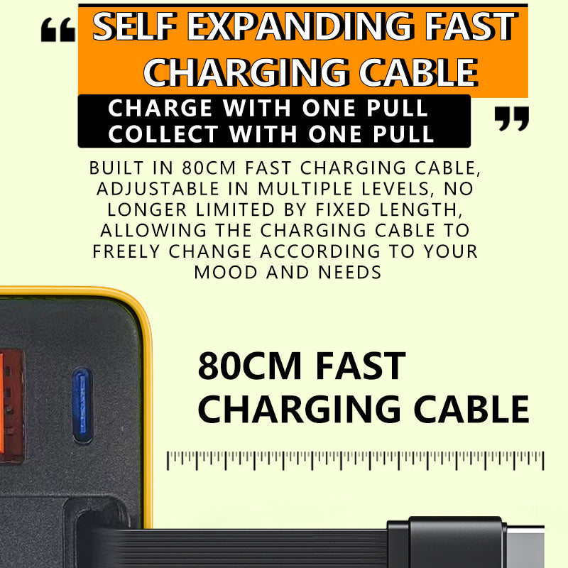 Built-in 80cm retractable fast charging cable