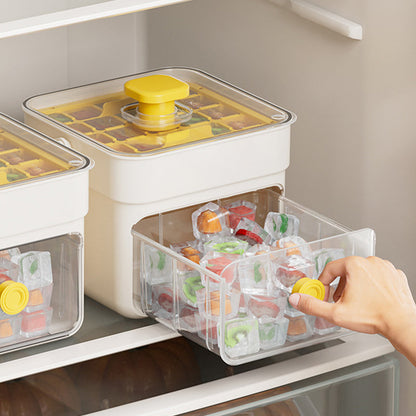 One-Press Ice Cube Tray with Storage Bin