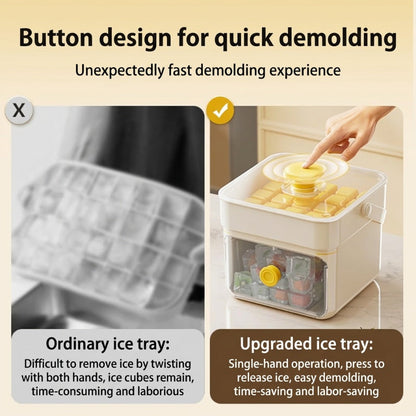 One-Press Ice Cube Tray with Storage Bin