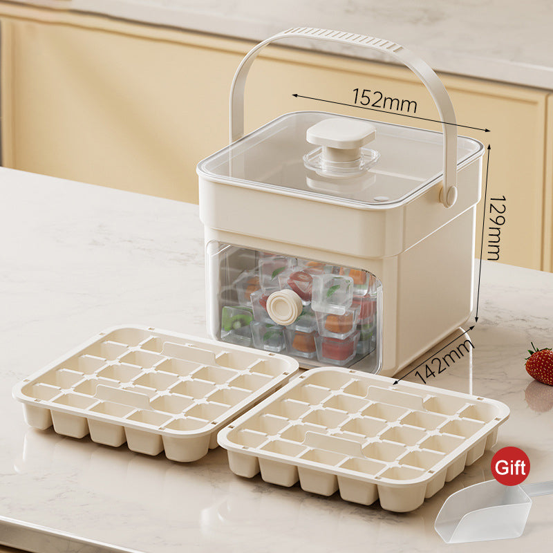 One-Press Ice Cube Tray with Storage Bin