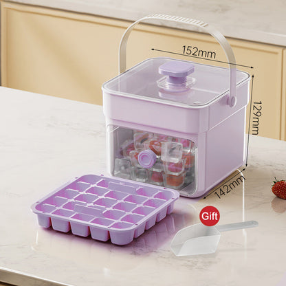 One-Press Ice Cube Tray with Storage Bin