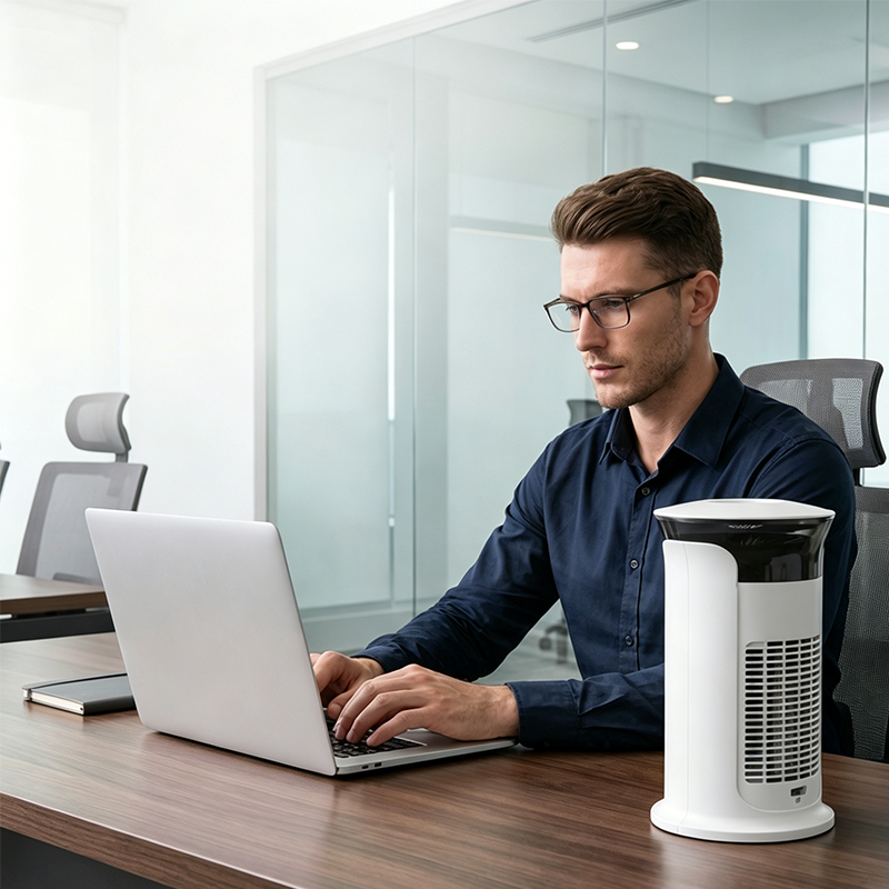 ❄️ 50% OFF | 3-in-1 Desktop Air Cooler Fan 💧 Portable Mist Cooling Fan with LED Night Light