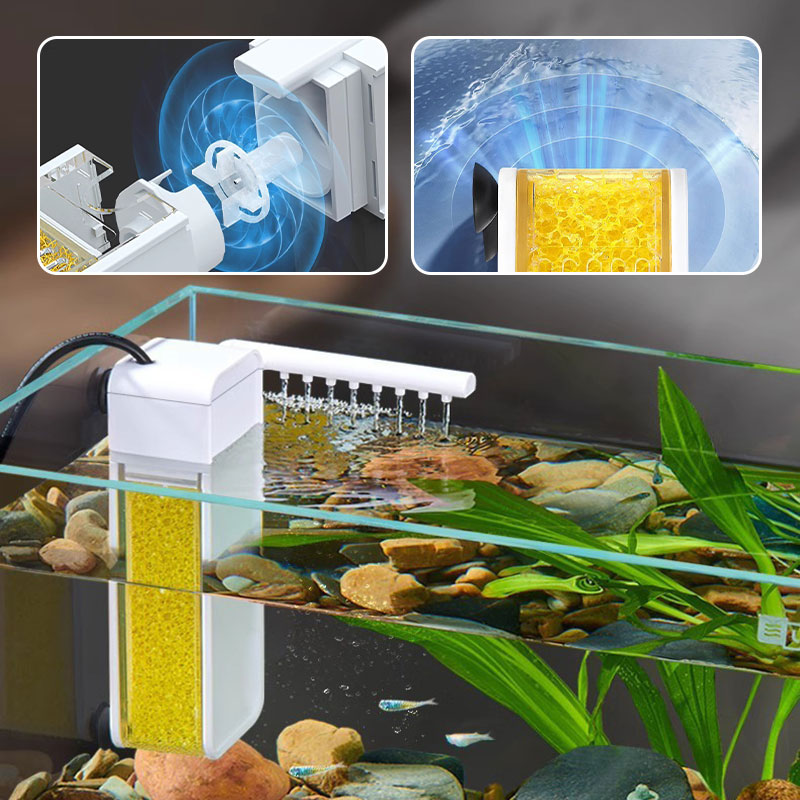 🐠 3-in-1 Mini Aquarium Filter – Compact Fish Tank Filter with Water Circulation & Aeration