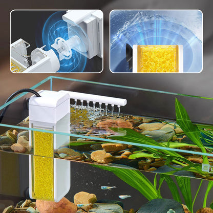 🐠 3-in-1 Mini Aquarium Filter – Compact Fish Tank Filter with Water Circulation & Aeration