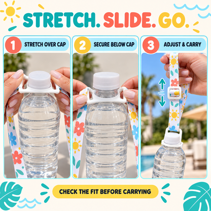 Adjustable Water Bottle Lanyard with Flexible Silicone Ring