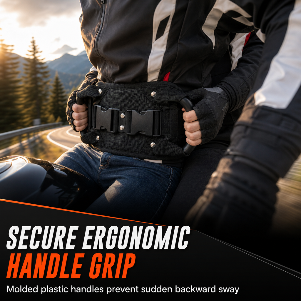 🏍️ Motorcycle Passenger Grip Belt – Adjustable Waist Strap with Dual Handles