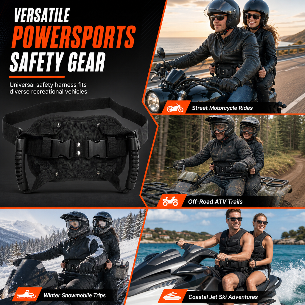 🏍️ Motorcycle Passenger Grip Belt – Adjustable Waist Strap with Dual Handles