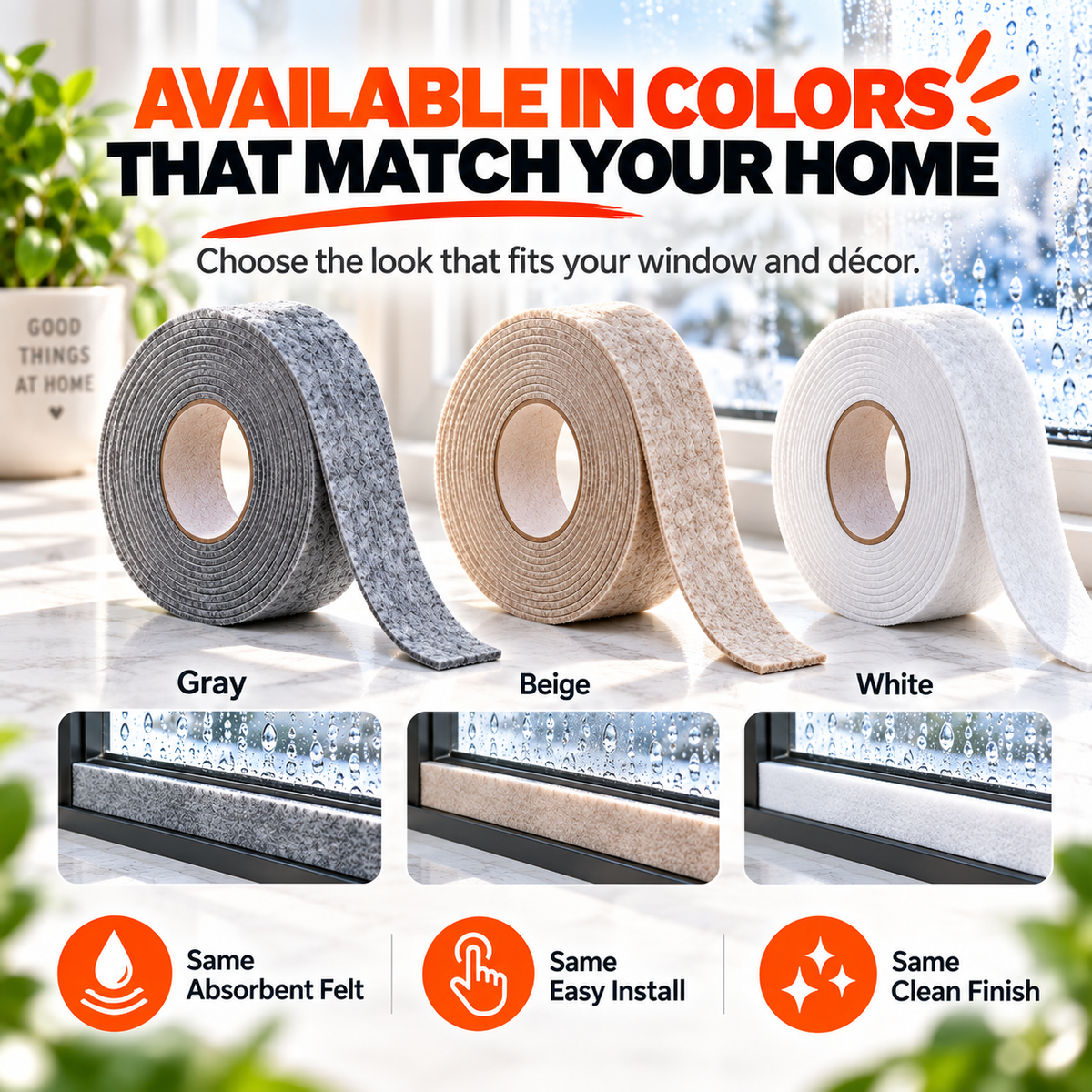 💧 Self-Adhesive Window Condensation Absorbent Felt Strip – Cut to Fit