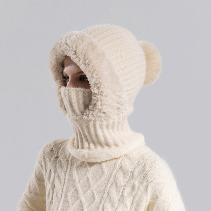 Women's 3-in-1 Winter Knit Hat – Warm Beanie, Scarf & Face Cover