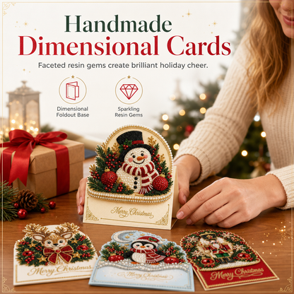 6-Piece DIY 3D Christmas Greeting Card Kit – Sparkling Diamond Art Cards