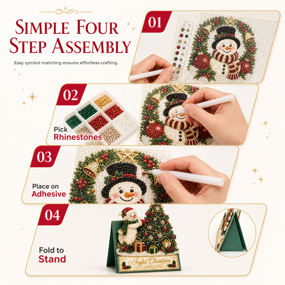 Four-step resin gem Christmas card crafting instructions