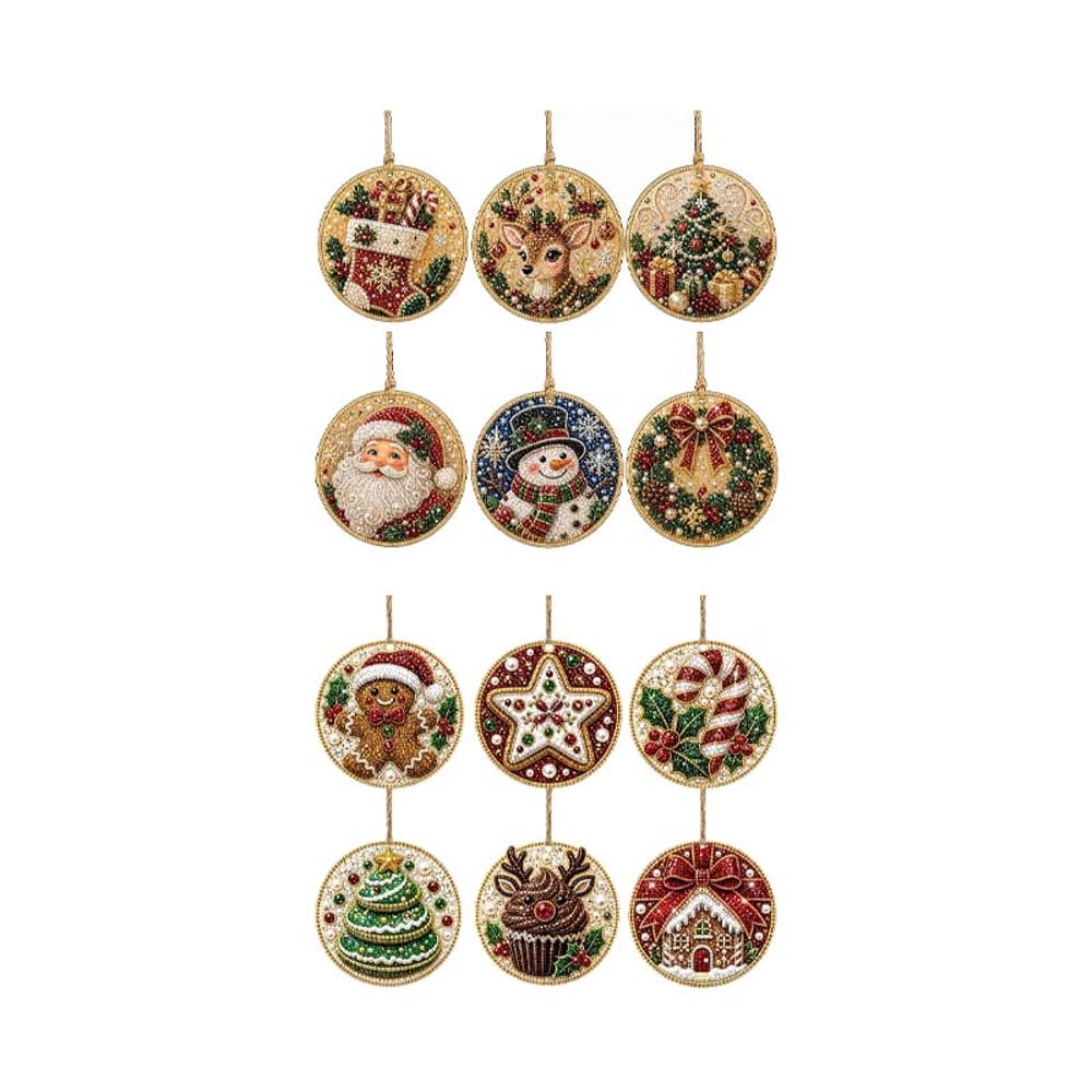 Christmas snowman and bakery ornament bundle, 12 pieces