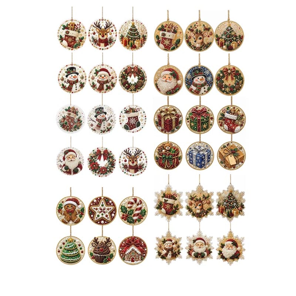 Complete all-styles Christmas diamond painting ornament collection, 36 pieces