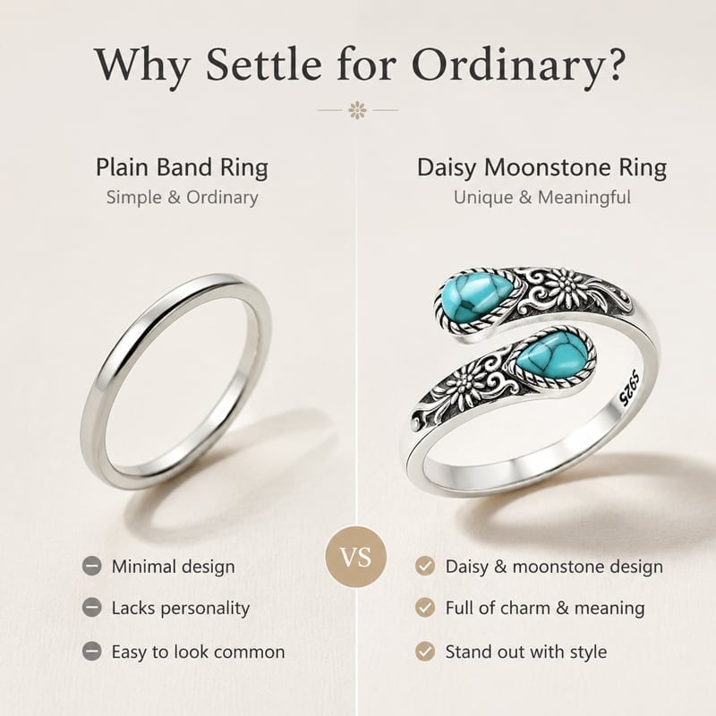 Fgorre adjustable daisy pattern ring