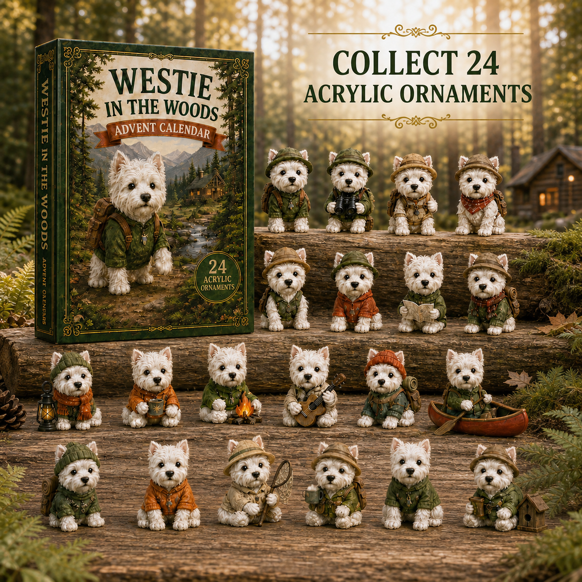 24 Westie In The Woods acrylic ornaments